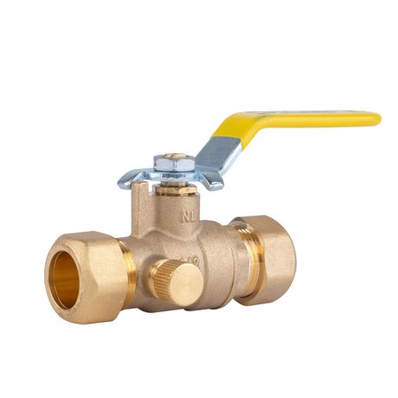 Hausen Premium Brass Full Port Ball Valve with Drain, with 1/2 in. Compression Connections, 10PK HA-BV115-10